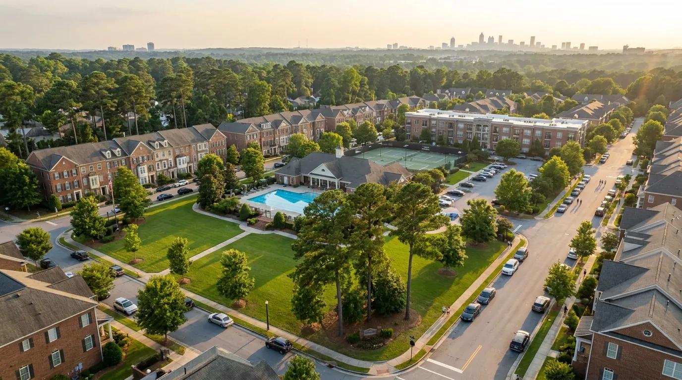 An upscale residential community from above